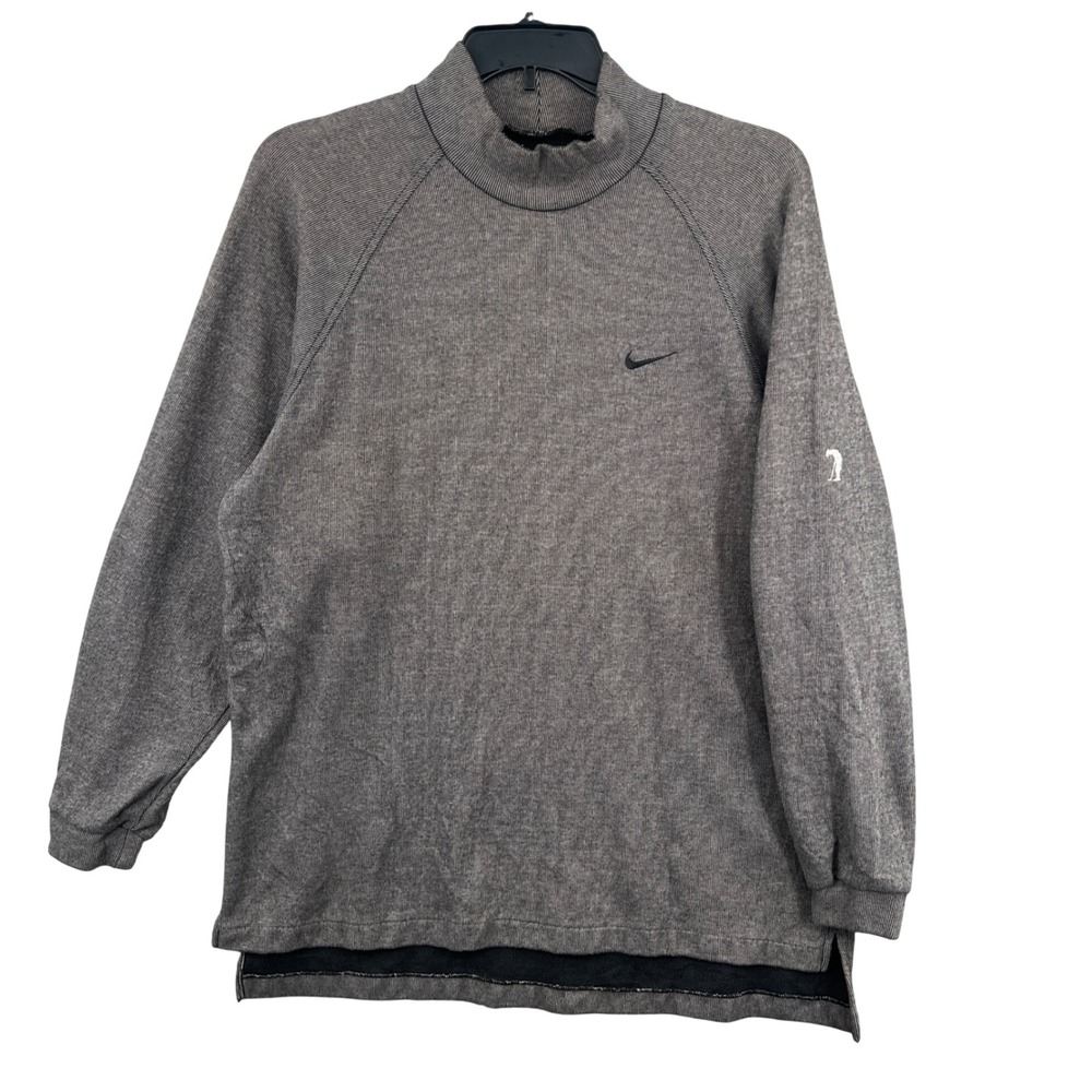 Nike Golf Mens XL Gray‎ Ribbed Mock Neck Long Sleeve Warm Pullover Fleece Lined